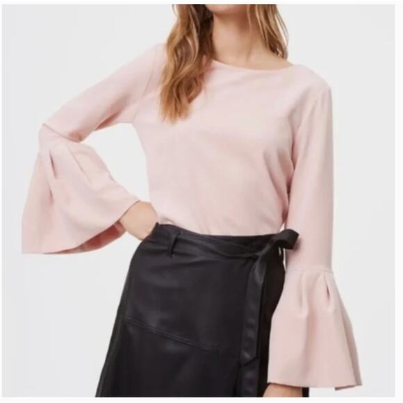 LOFT Beautiful Petal Pink Bell Sleeve Blouse Size Medium - Picture 1 of 9